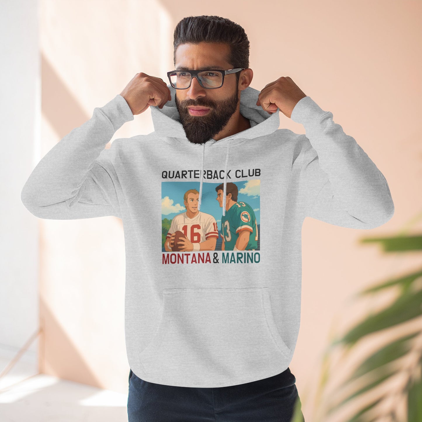 Anime Football 'Quarterback Club Montana & Marino' Three-Panel Fleece Hoodie