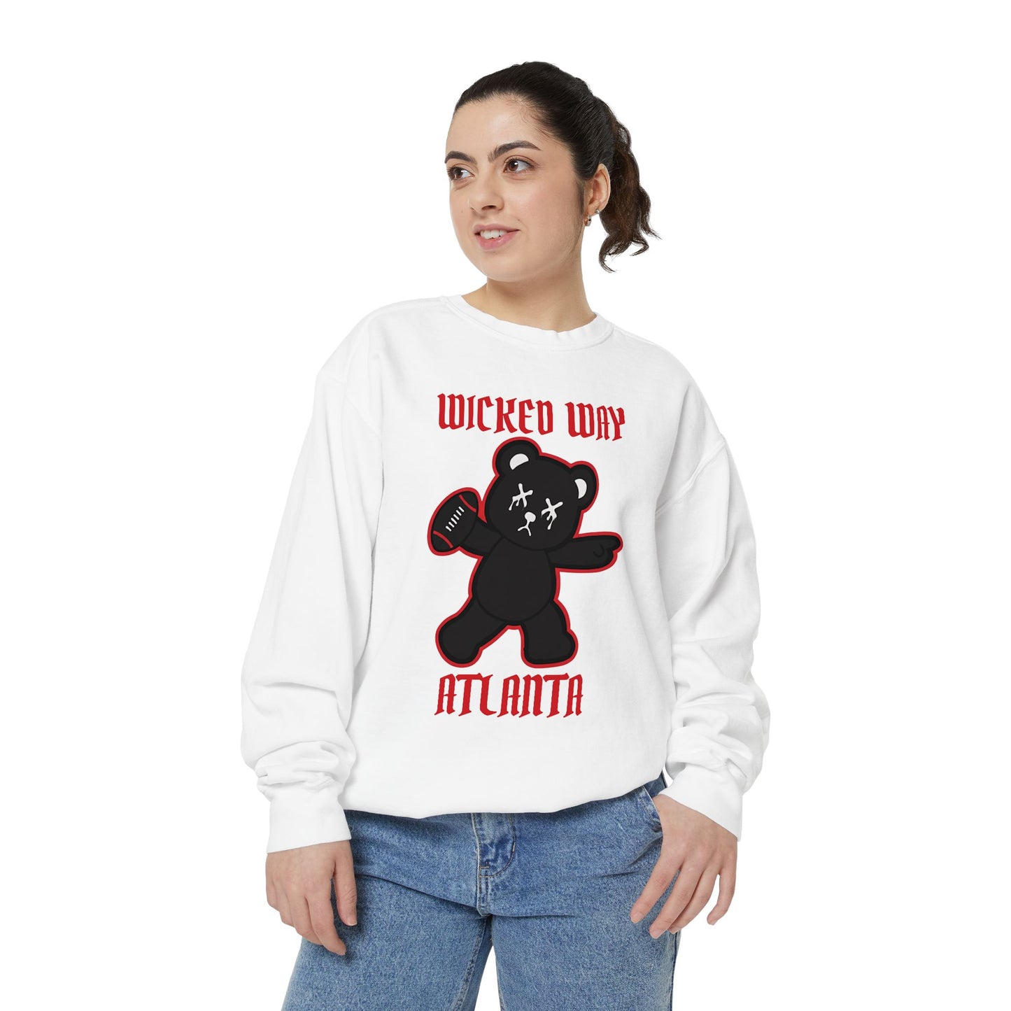 "Wicked Way" Atlanta Deady Bear Football Dyed Sweatshirt