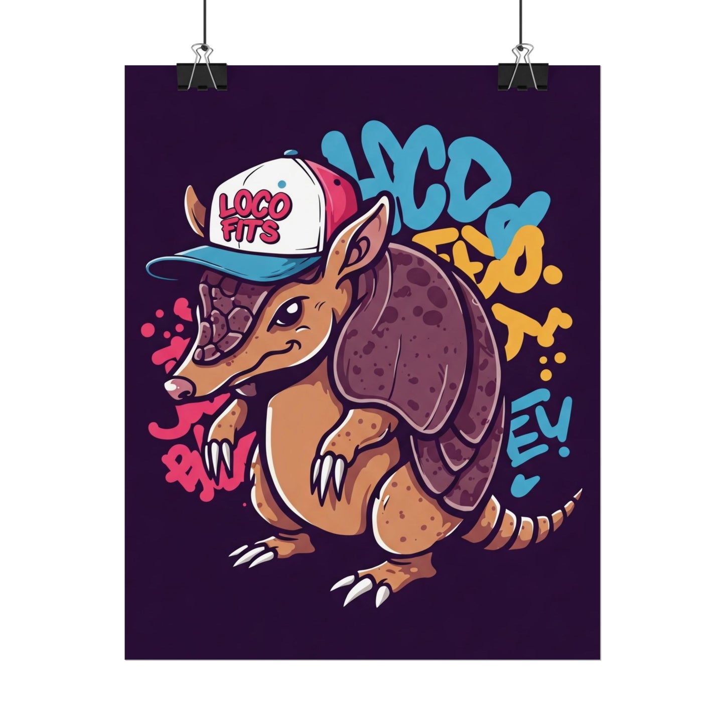 Colorful Loco Fits Armadillo Art Print - Loco Fits Rolled Poster