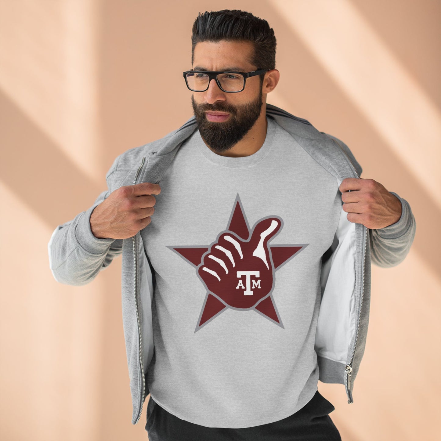 'Texas A&M Lone Star Thumbs Up' Cotton Crewneck Sweatshirt
