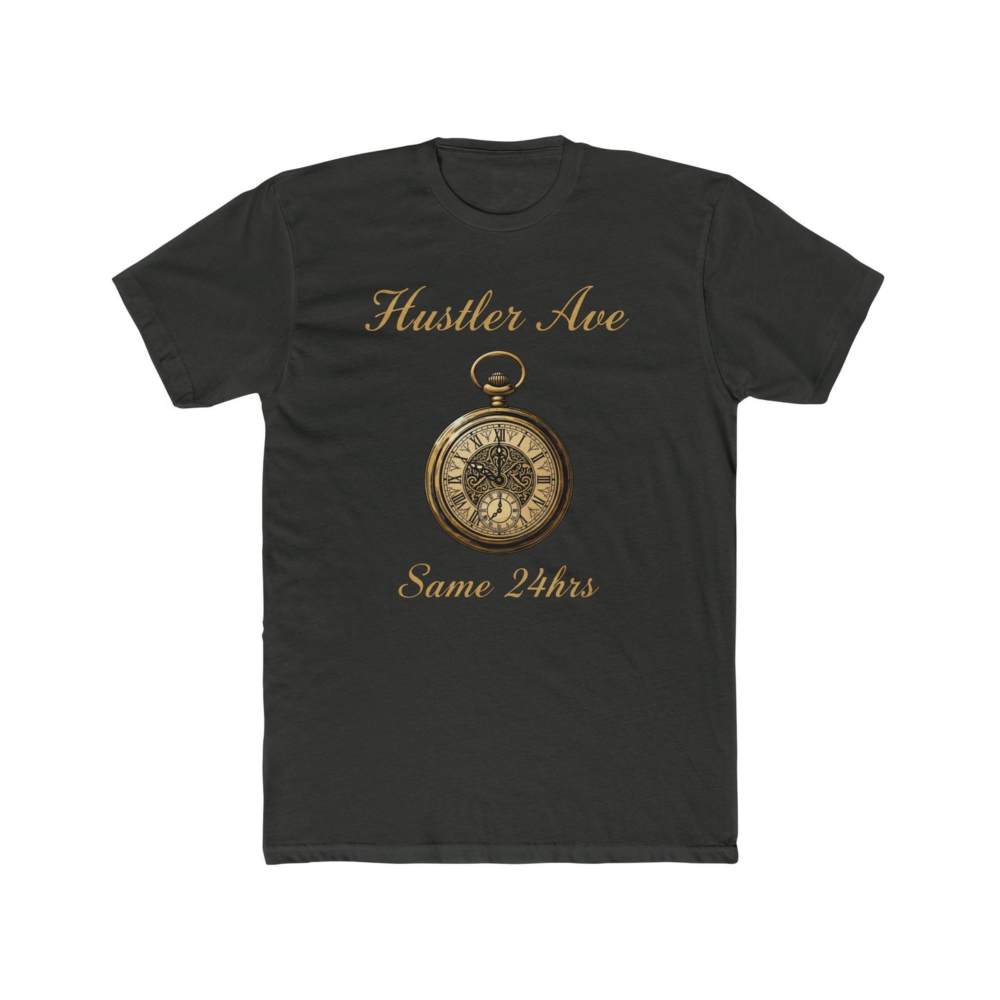 "Hustler Ave" Same 24Hrs Pocket Watch Cotton Crew Tee