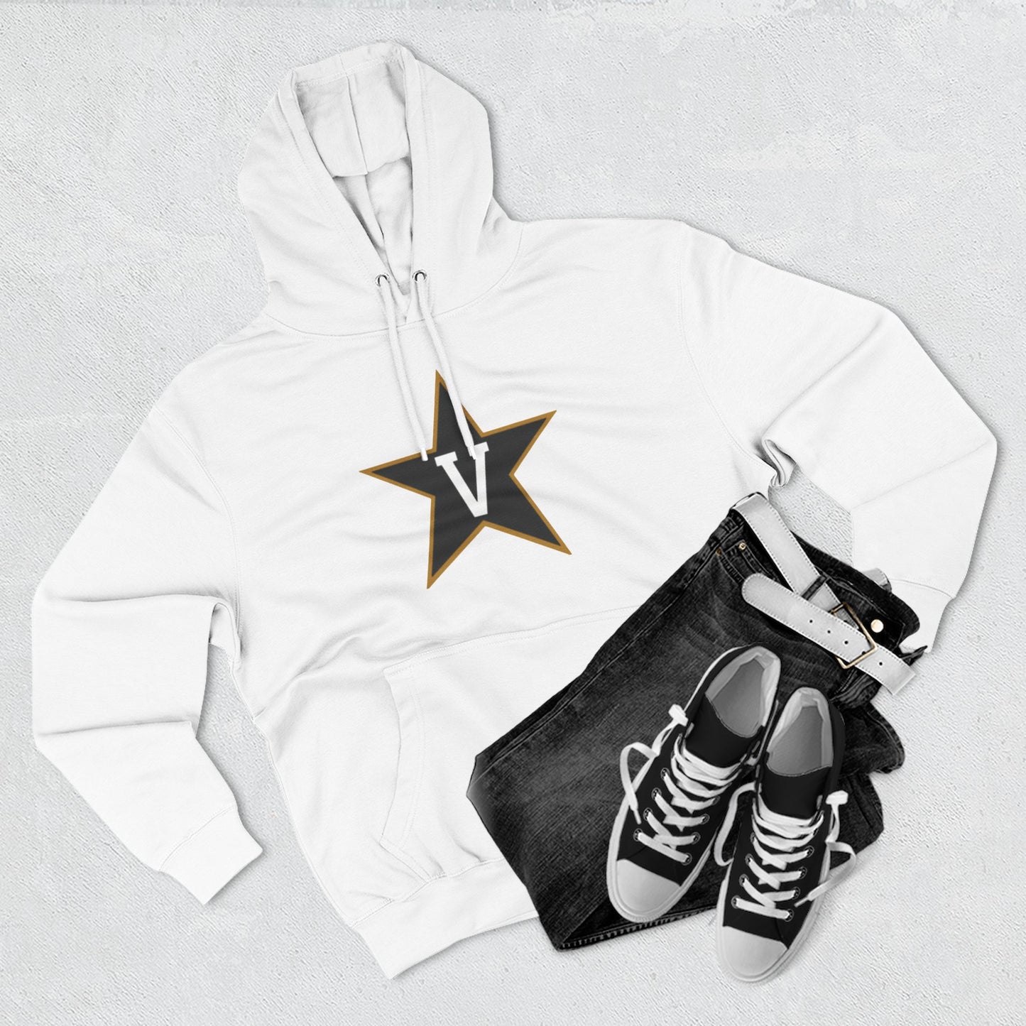 'Vanderbilt V Star' Three-Panel Fleece Hoodie