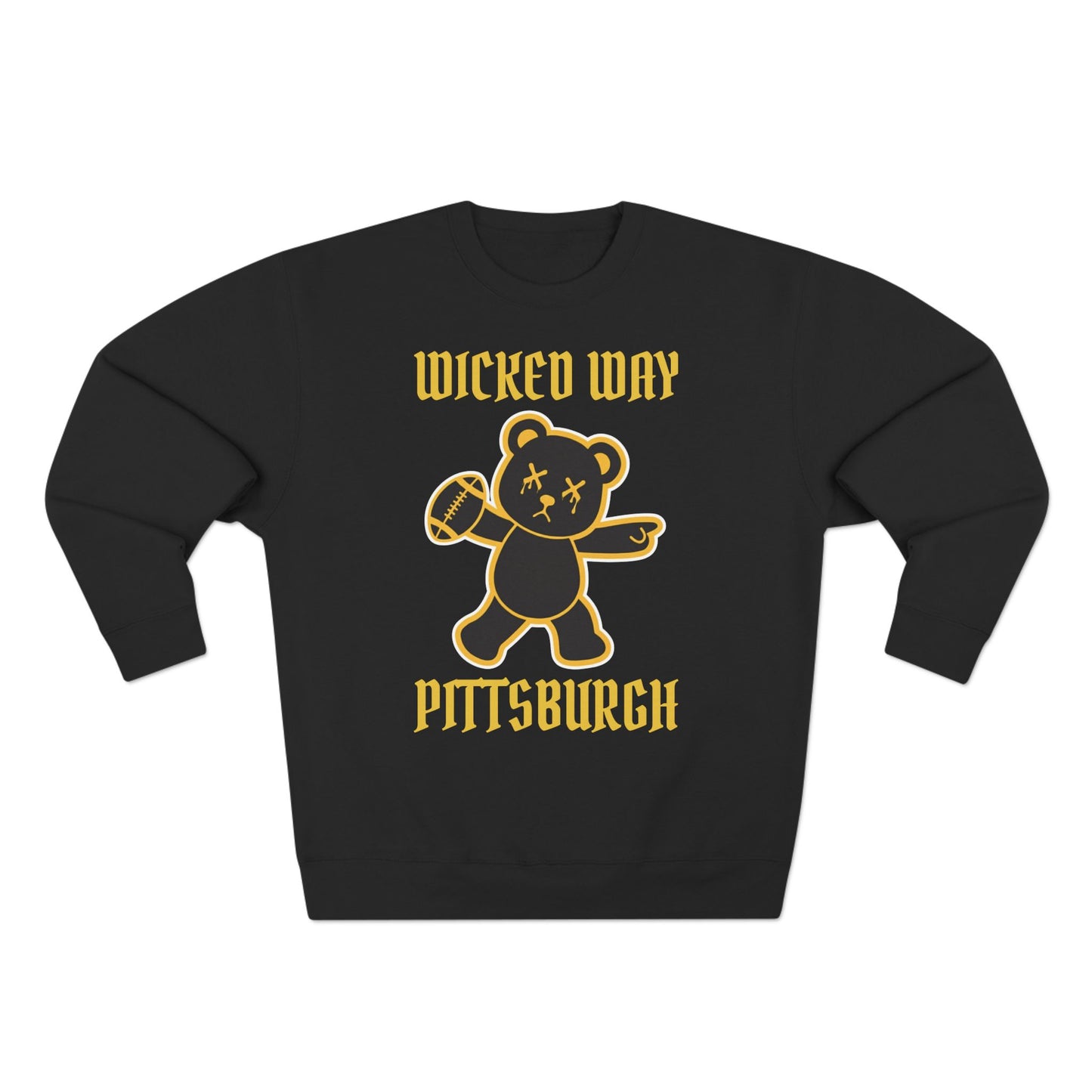 "Wicked Way" Deady Bear Football Pittsburgh Crewneck Sweatshirt
