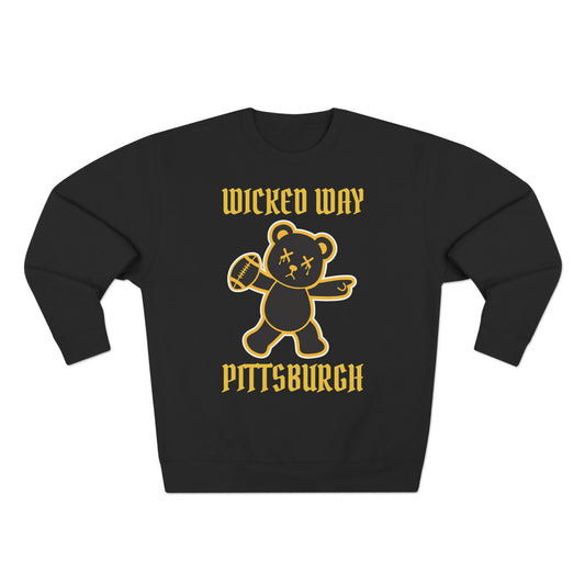 "Wicked Way" Deady Bear Football Pittsburgh Crewneck Sweatshirt