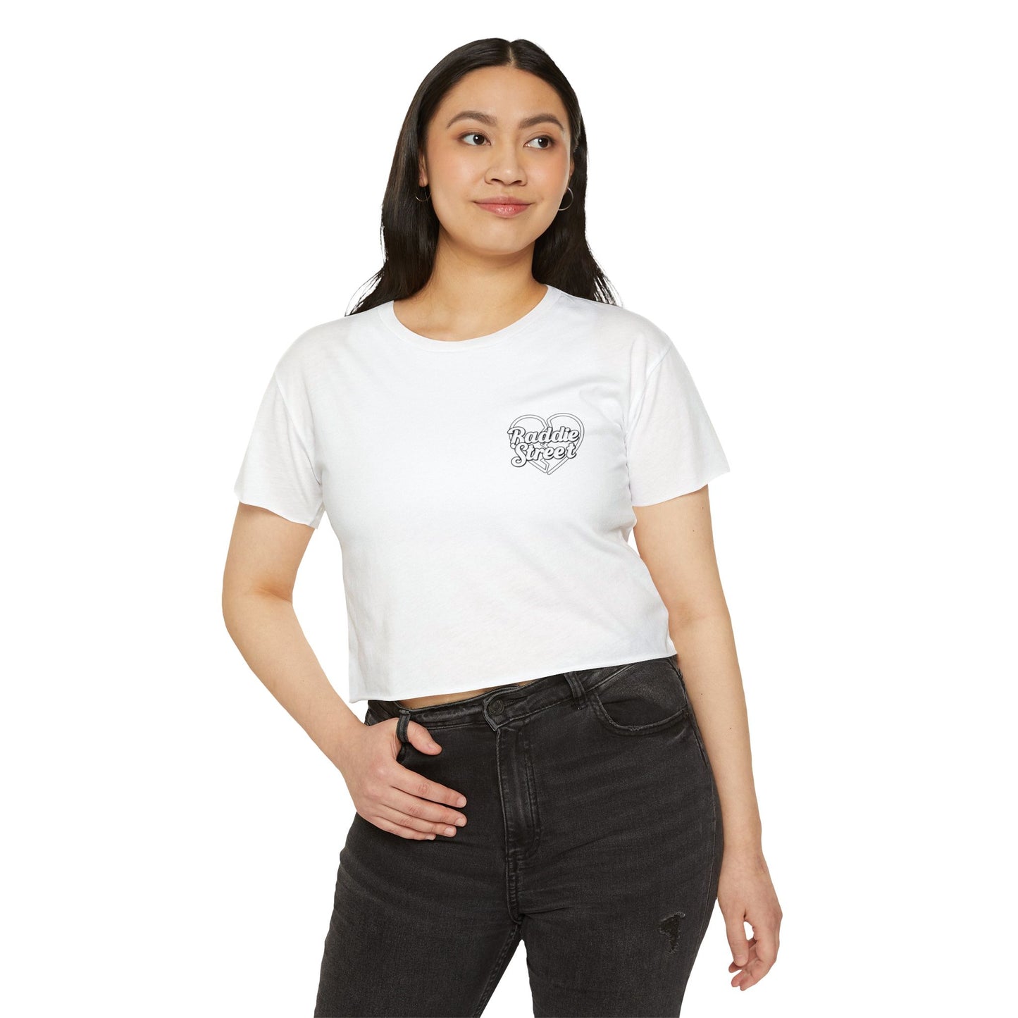 "Baddie Street" Broken Heart Pocket Logo Women's Crop Top