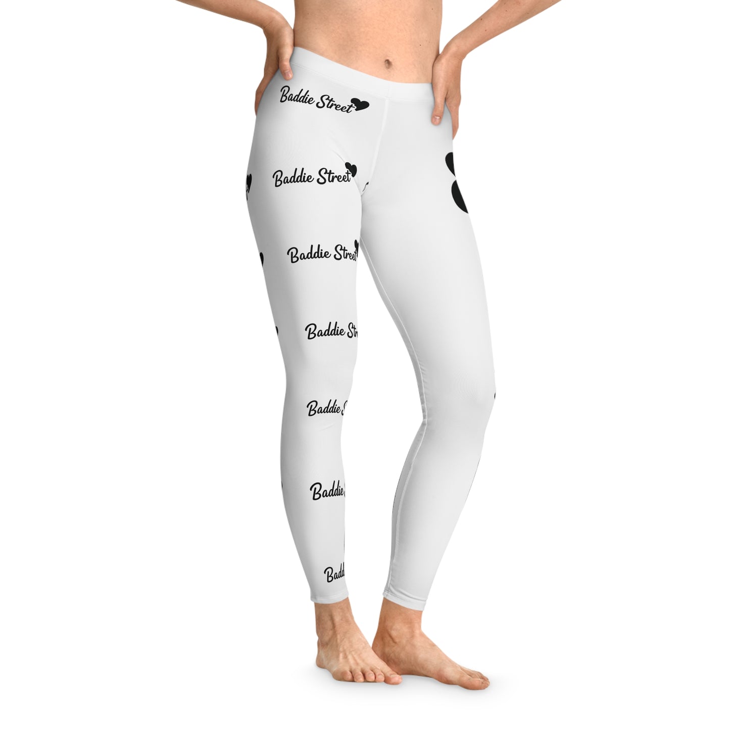"Baddie Street" Script Heart V1 Stretchy Leggings Active Fitness Wear