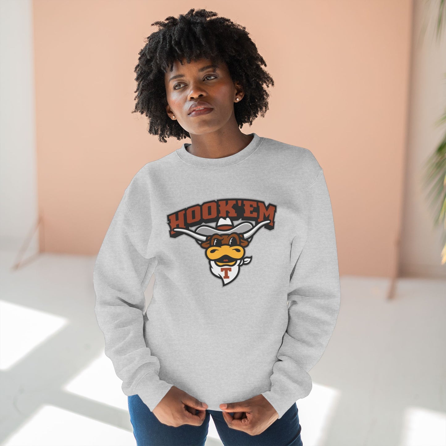 'Texas Hook Em Bevo' Cotton Crewneck Sweatshirt