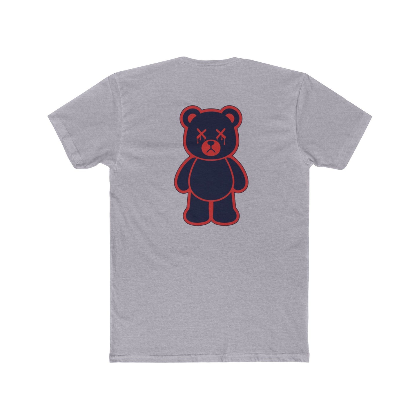 "Wicked Way" Deady Bear Front Script Back Bear Red & Blue Graphic Cotton Crew Tee