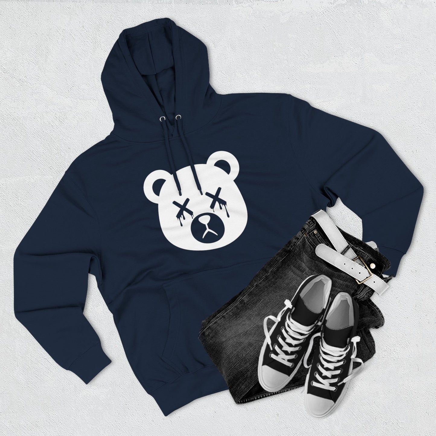 "Wicked Way" Dead Bear Head Solo White Logo Hoodie