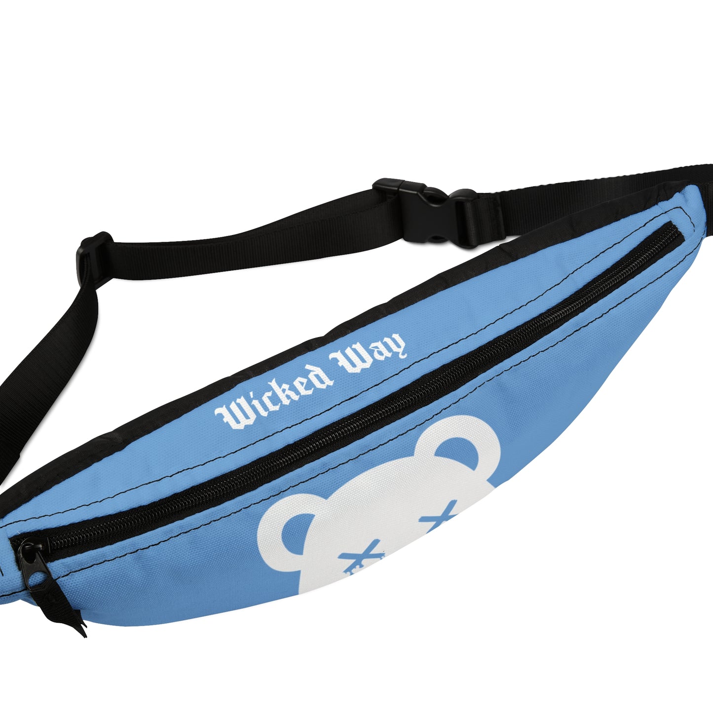 Light Blue w/ White Logo "Wicked Way" Dead Bear Head Fanny Pack