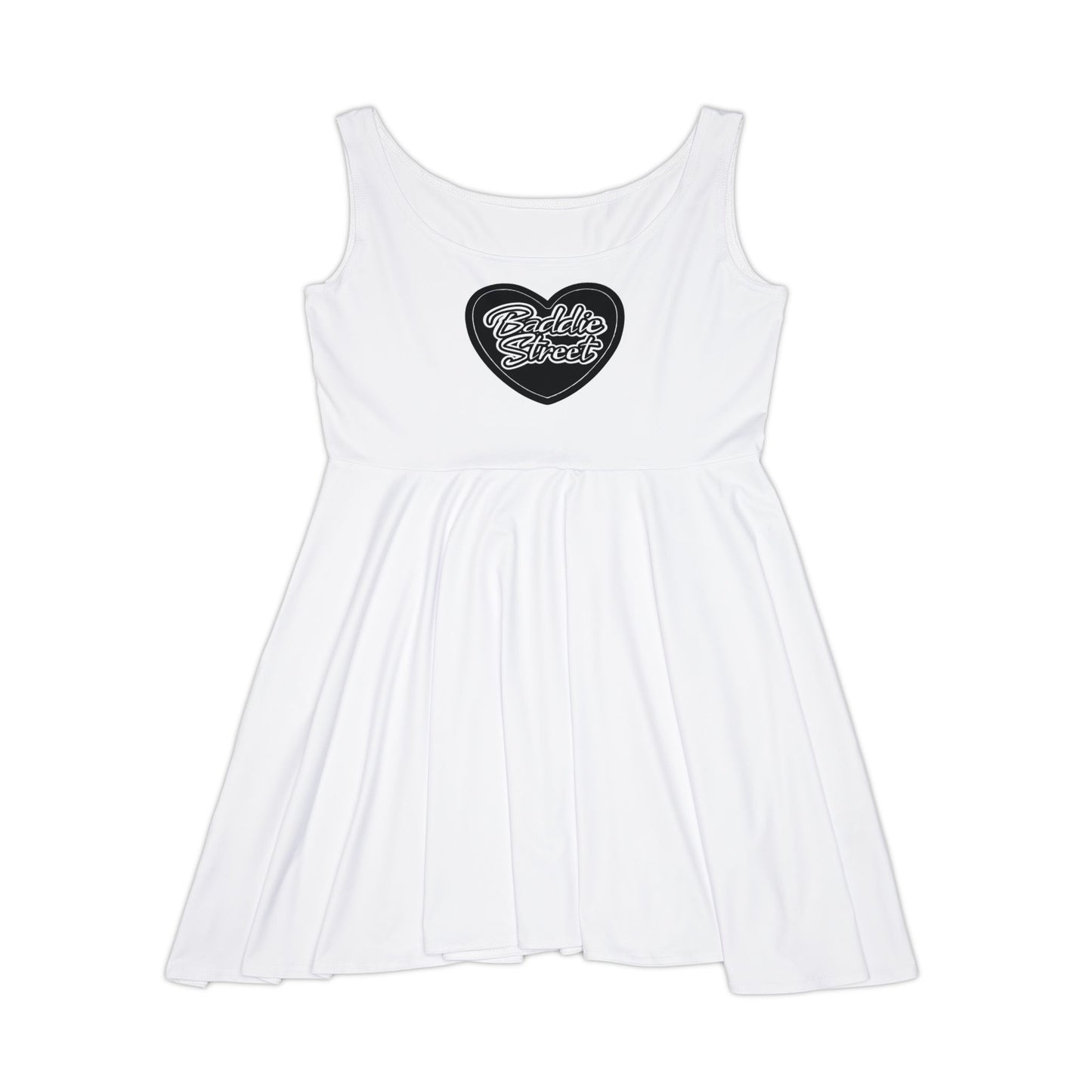 "Baddie Street" Black & White Full Heart V2 Women’s Skater Dress