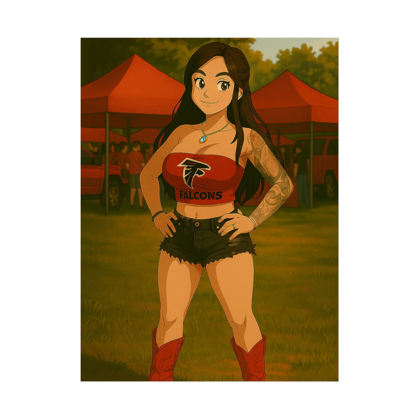 Loco Fits Anime Girls 'Falcons Girl Tailgating' Poster