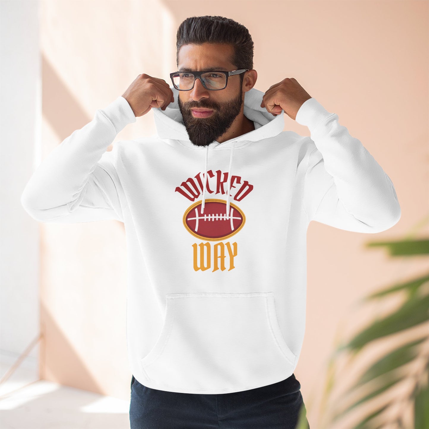 Legends "Wicked Way" Deady Bear Football Burgandy, White, & Yellow Fleece Hoodie