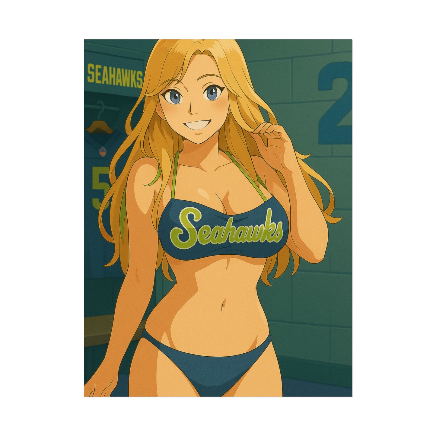 Loco Fits Anime Girls 'Seahawks Girl Swimsuit 1' Poster