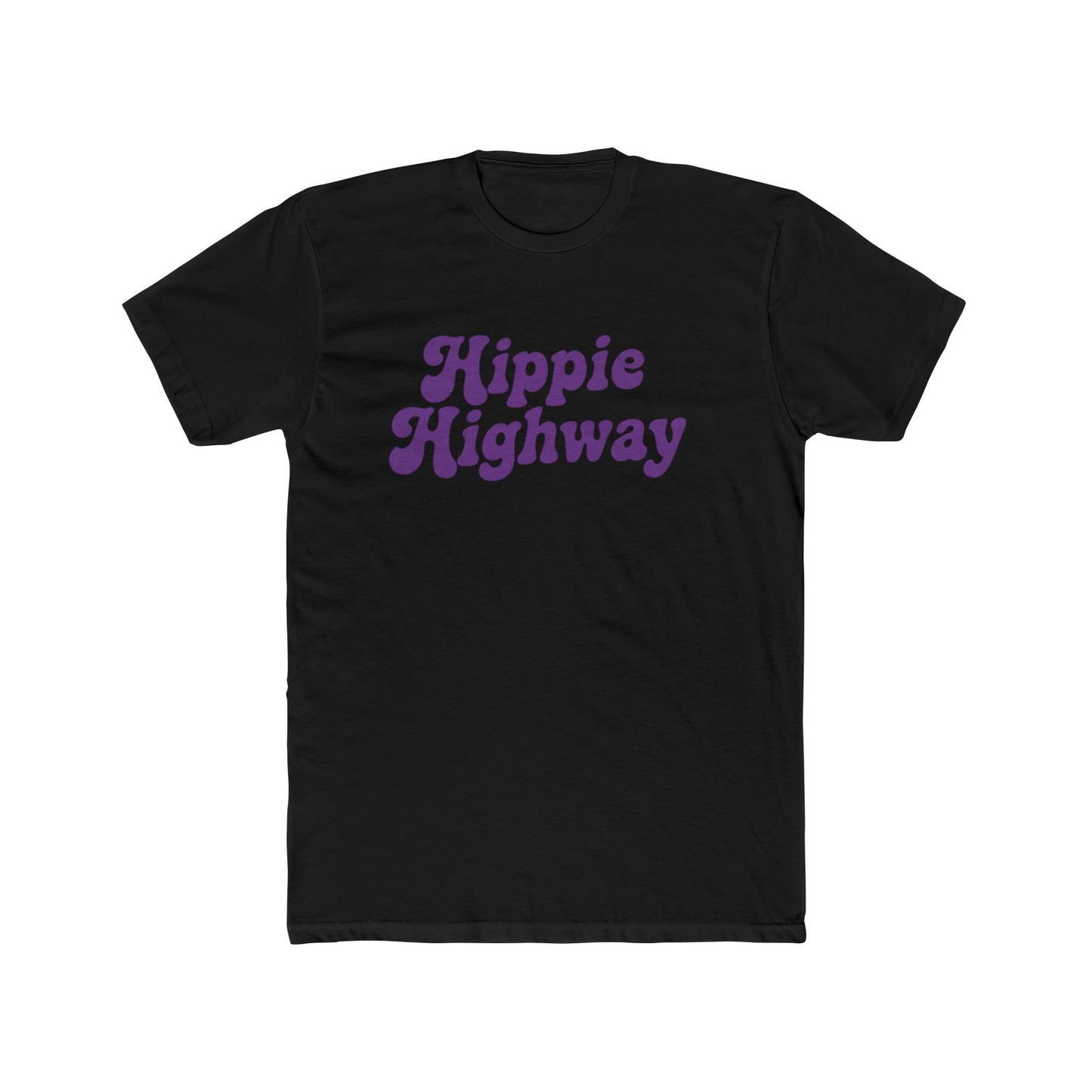 "Hippie Highway" Purple Script Cotton Crew Tee