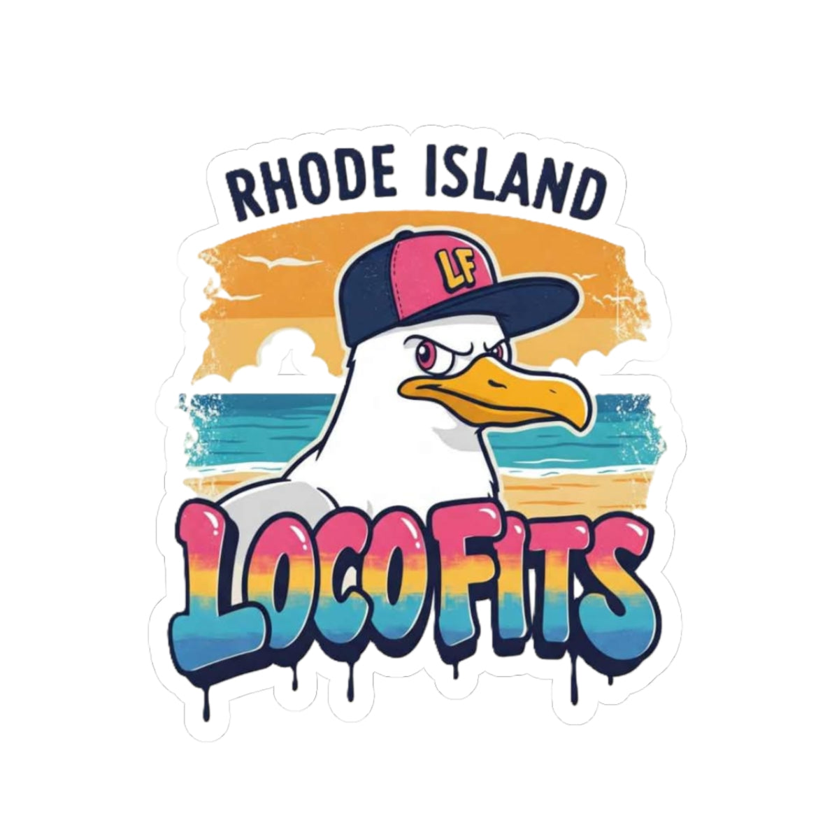 Rhode Island Seagull Kiss-Cut Stickers | Fun Beach Vibe Decor