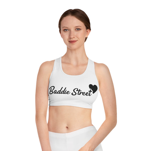 "Baddie Street" Script Heart V1 Sports Bra Active Fitness Wear