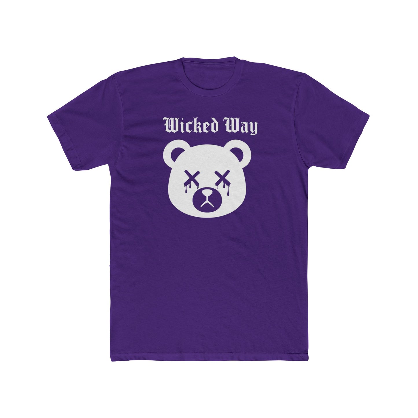 "Wicked Way" Dead Bear Head White Logo Cotton Crew Tee