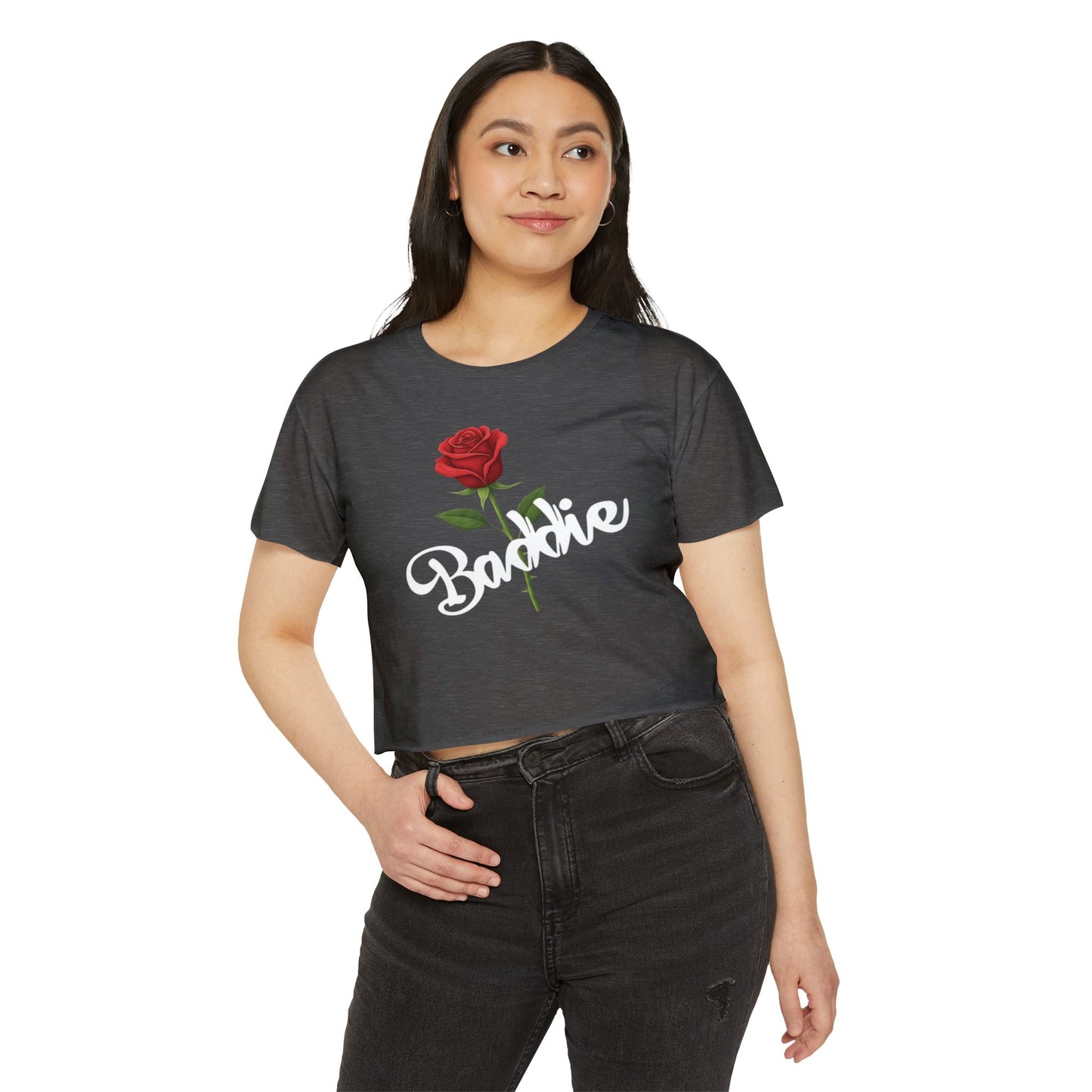 "Baddie Street" Labeled Baddie Rose Women's Crop Top