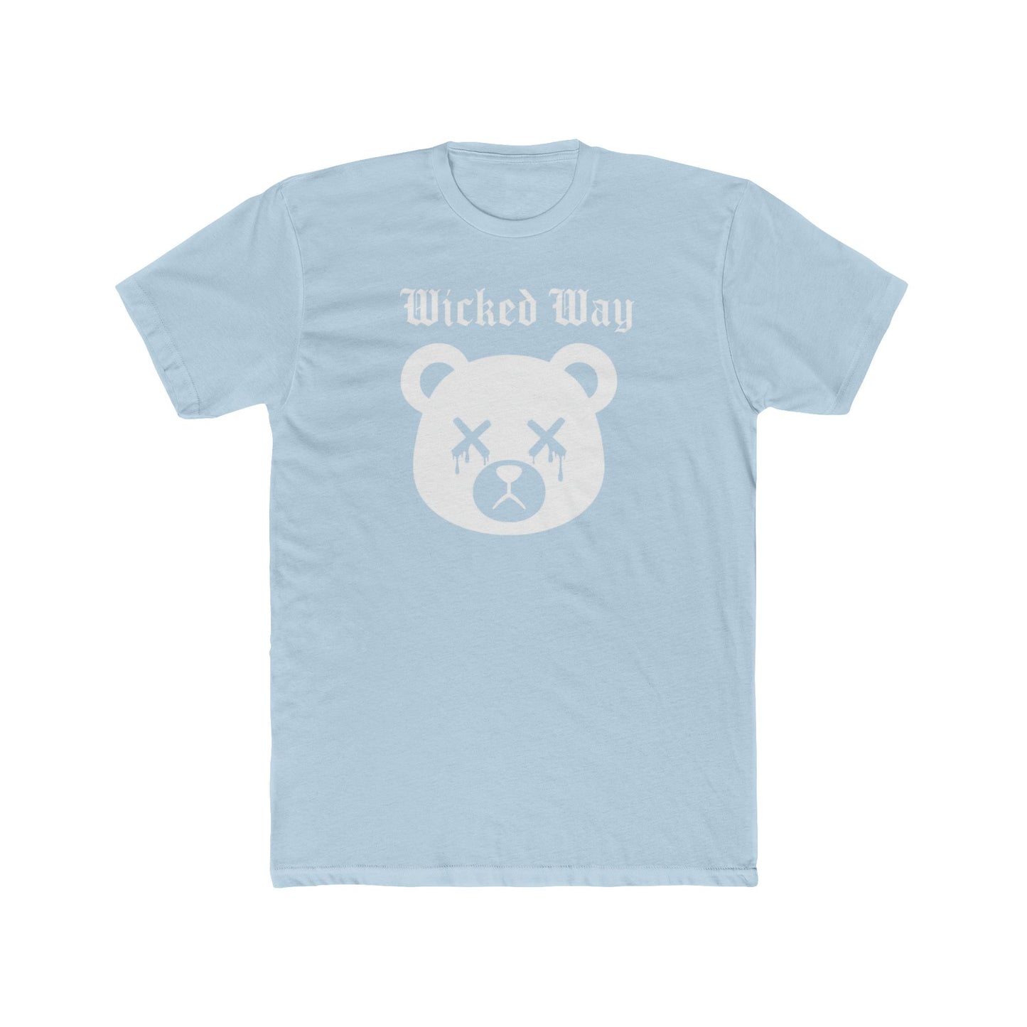 "Wicked Way" Dead Bear Head White Logo Cotton Crew Tee