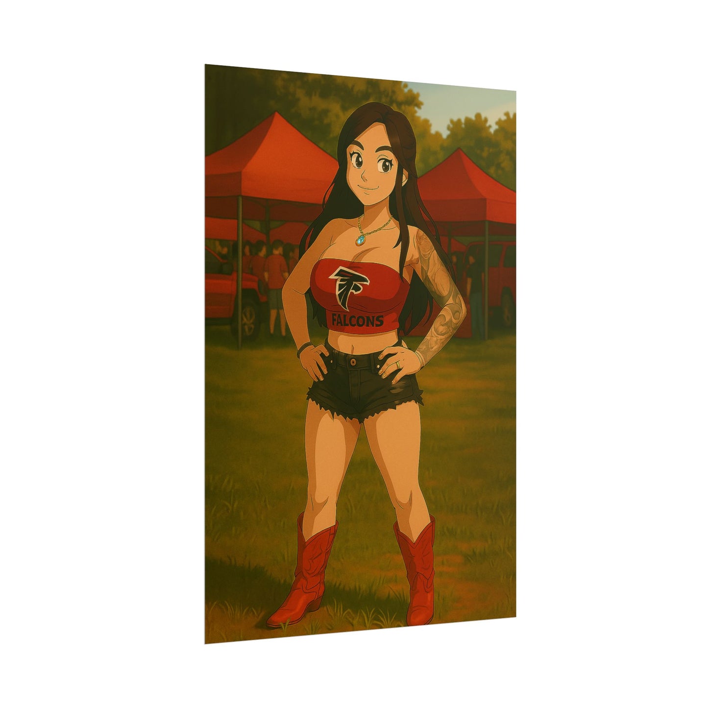 Loco Fits Anime Girls 'Falcons Girl Tailgating' Poster