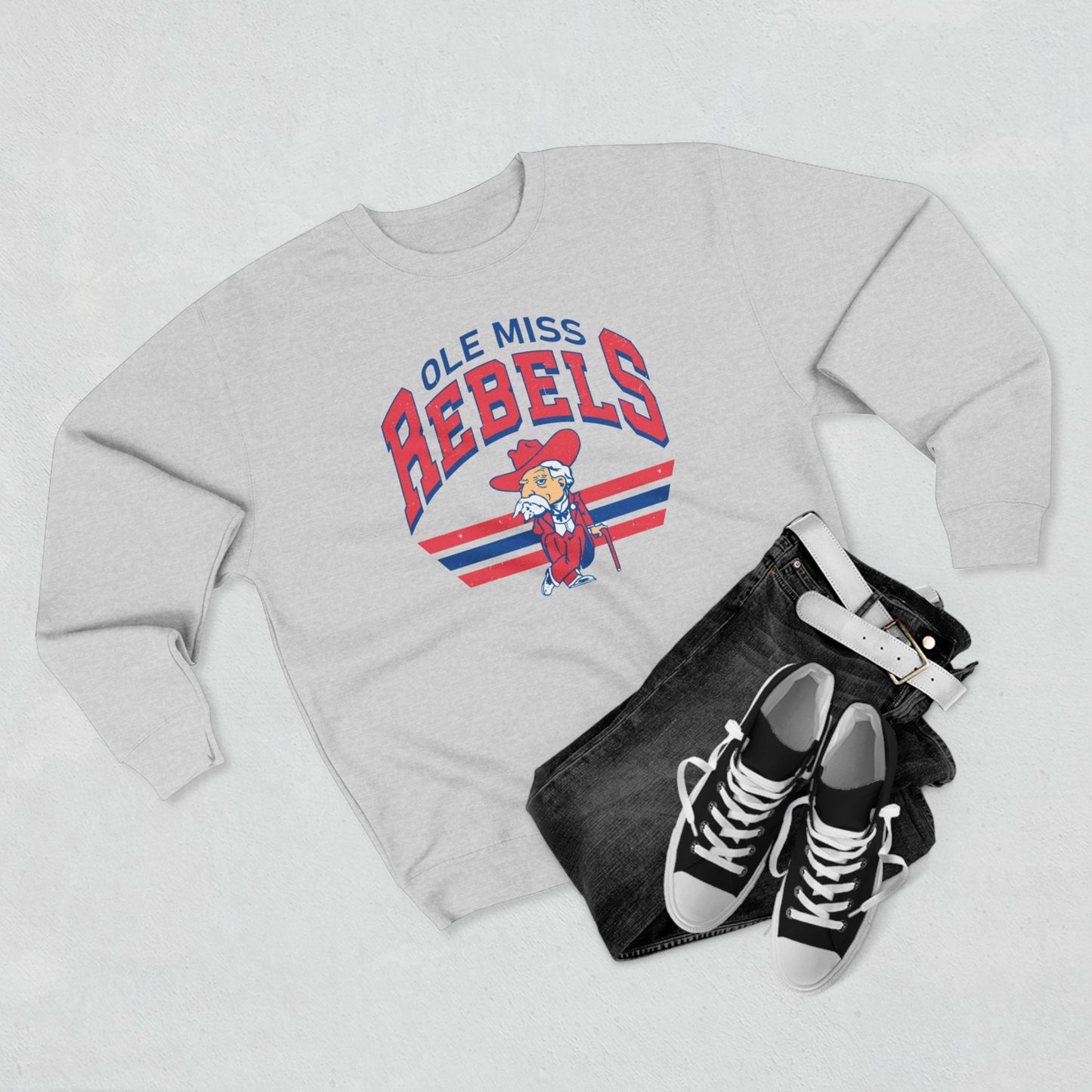 'Ole Miss Rebels Colonel Reb' Cotton Crewneck Sweatshirt