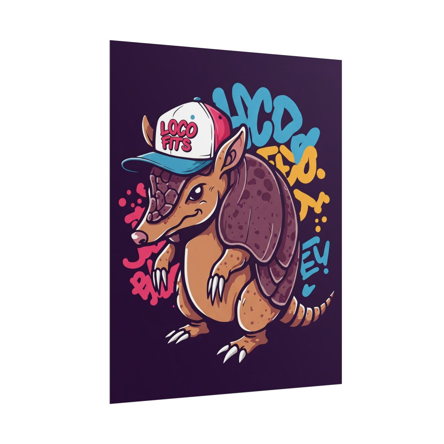 Colorful Loco Fits Armadillo Art Print - Loco Fits Rolled Poster
