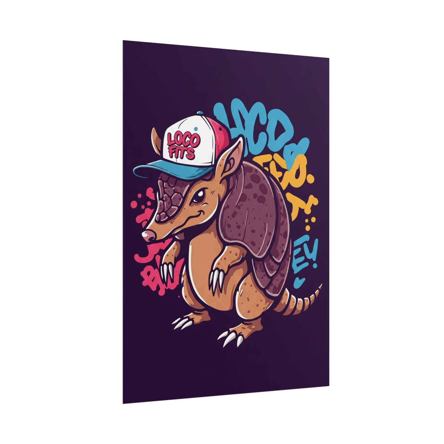 Colorful Loco Fits Armadillo Art Print - Loco Fits Rolled Poster