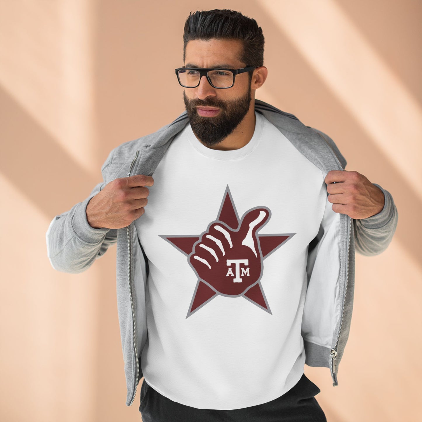 'Texas A&M Lone Star Thumbs Up' Cotton Crewneck Sweatshirt