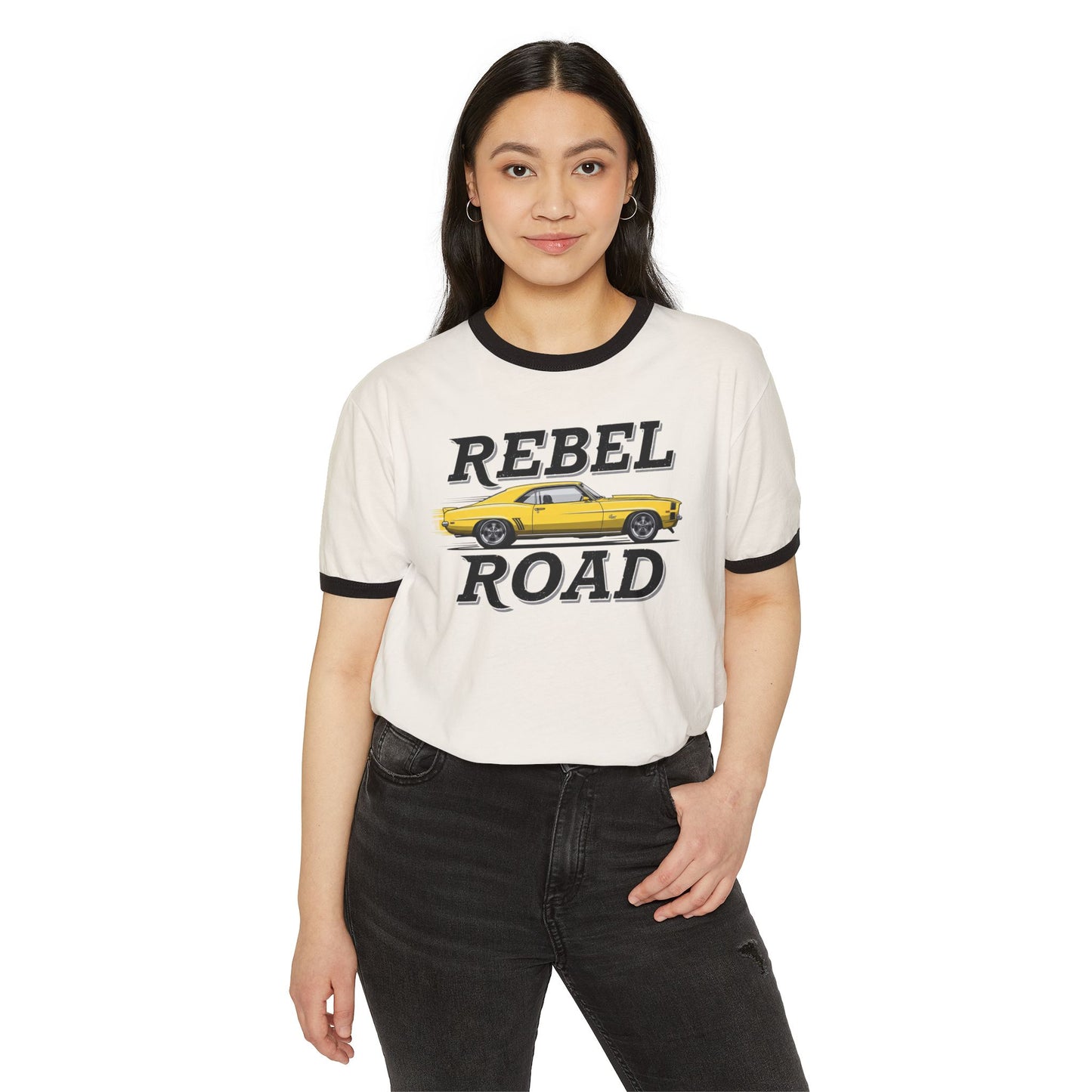 "Rebel Road" Straight Away Cotton Ringer T-Shirt