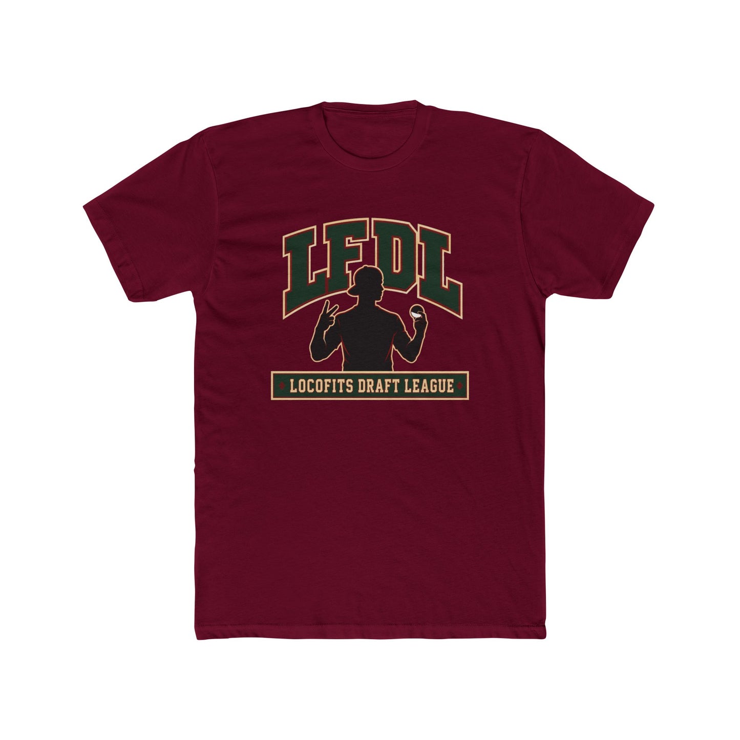 LocoFits Draft League RI Portrait Silhouette Logo Cotton Crew Tee