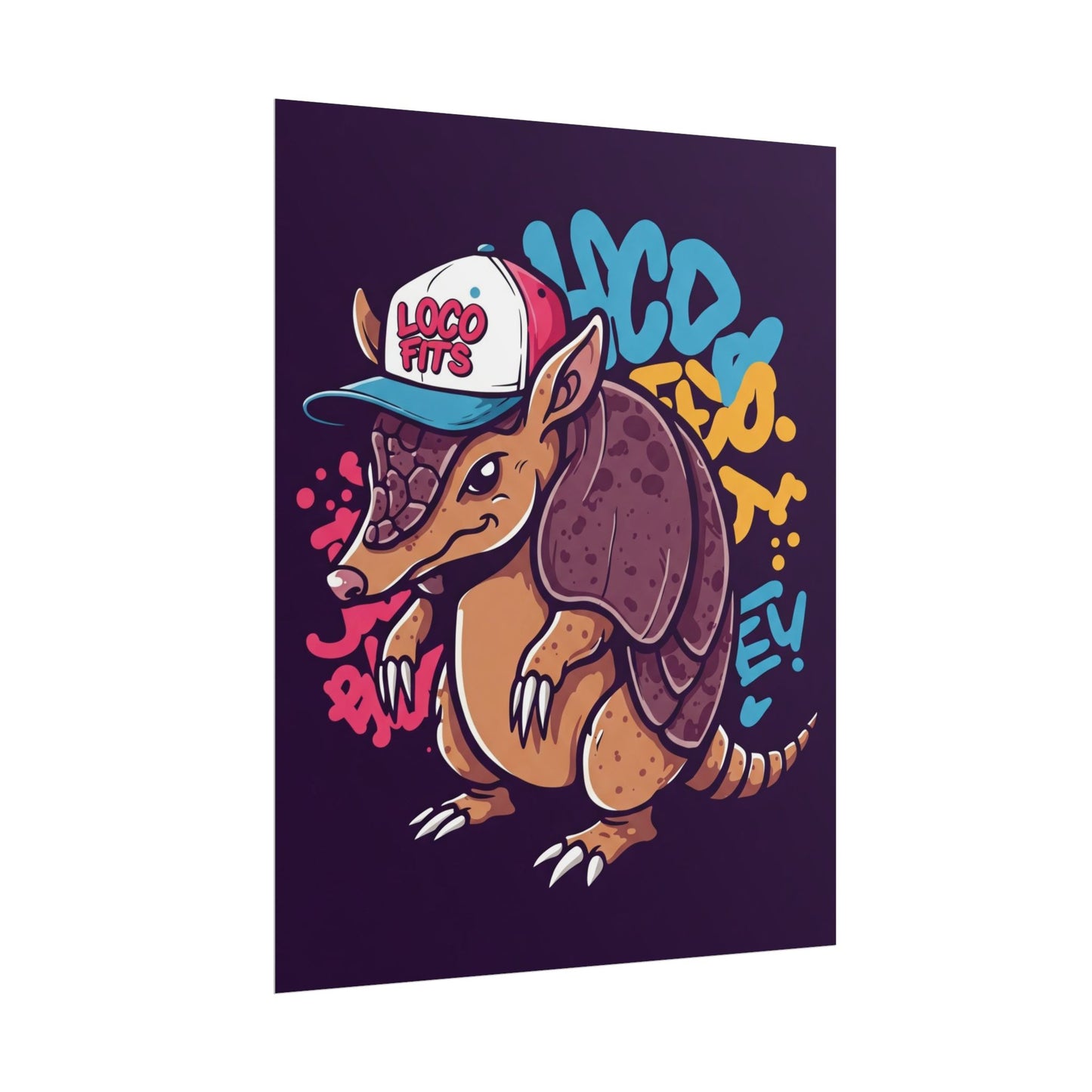 Colorful Loco Fits Armadillo Art Print - Loco Fits Rolled Poster