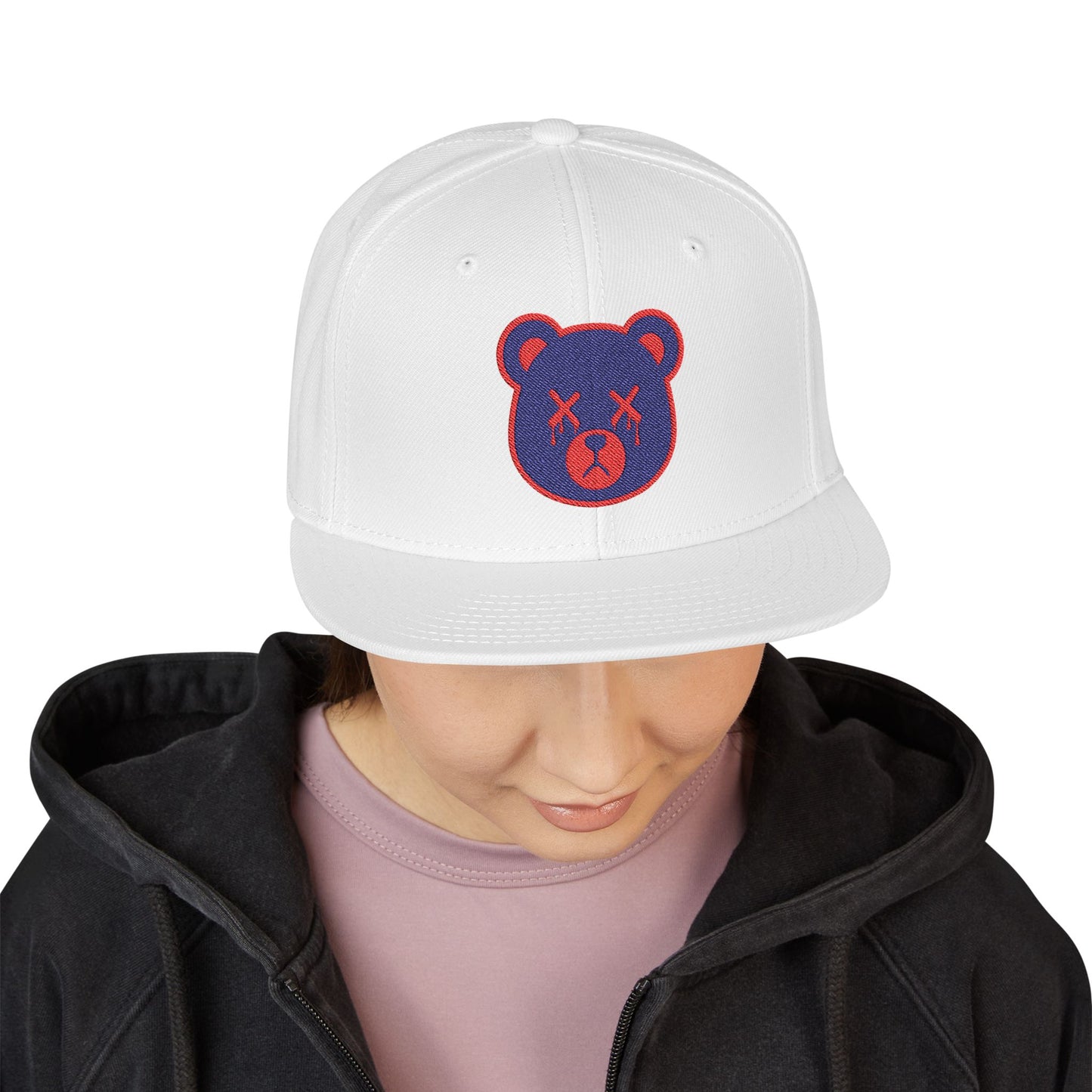 "Wicked Way" Deady Bear Head Blue & Red Snapback