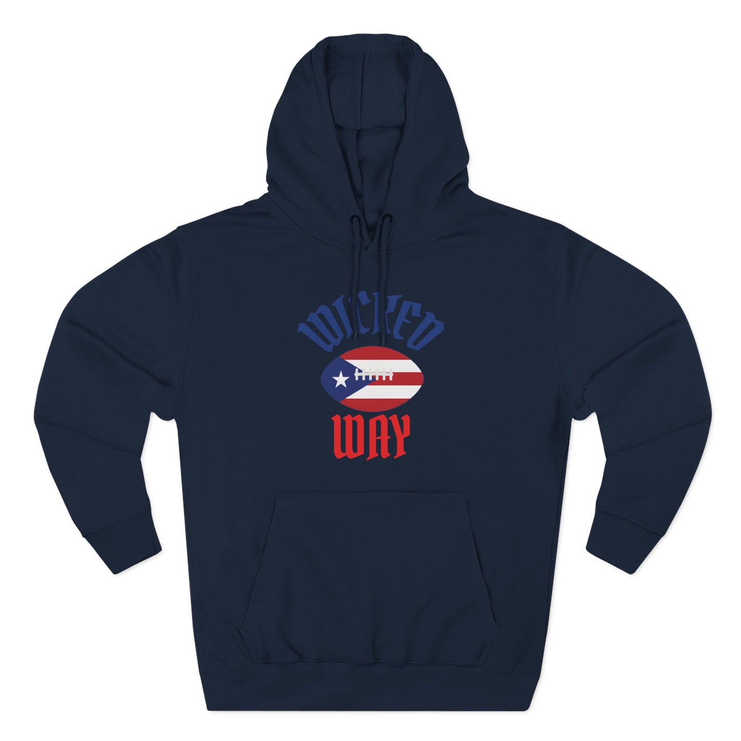 Nation "Wicked Way" Deady Bear Football Blue, White, & Red Fleece Hoodie