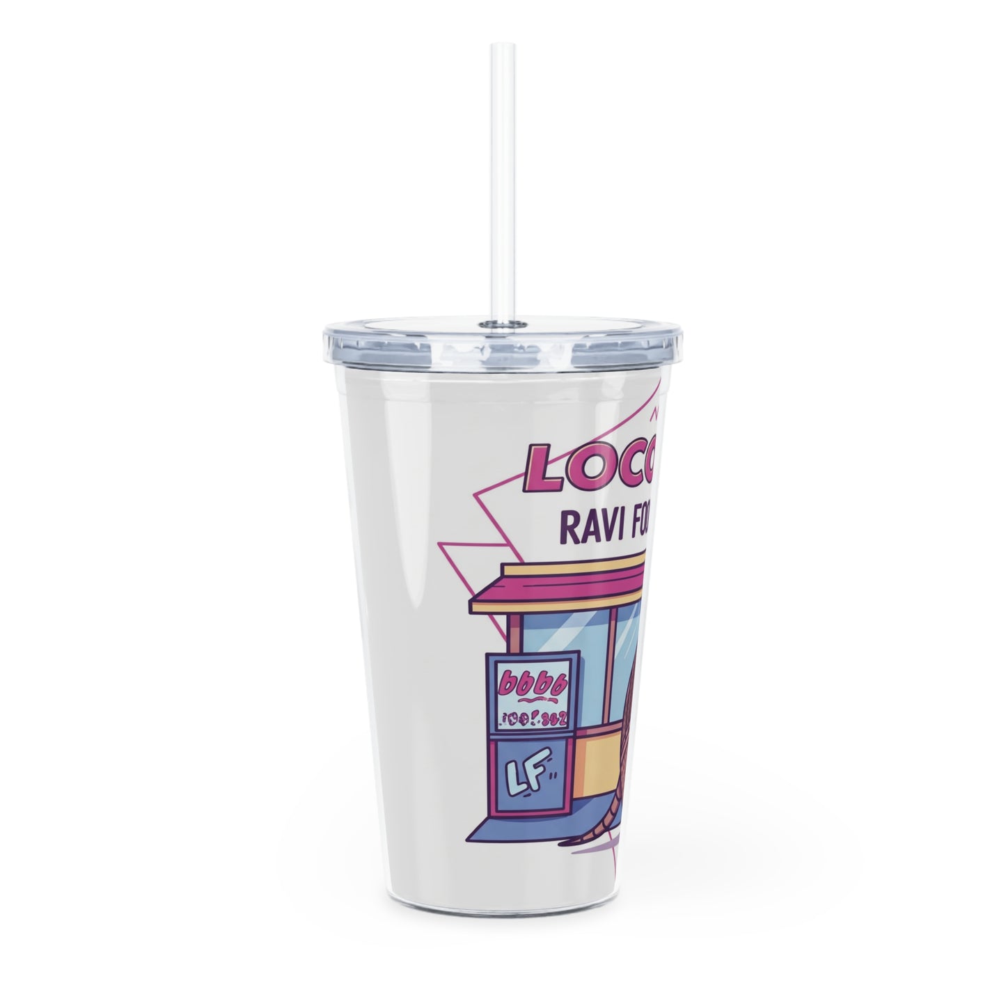 Plastic Tumbler with Straw - Loco Fits Ravi Food Mart Armadillo #2 Design