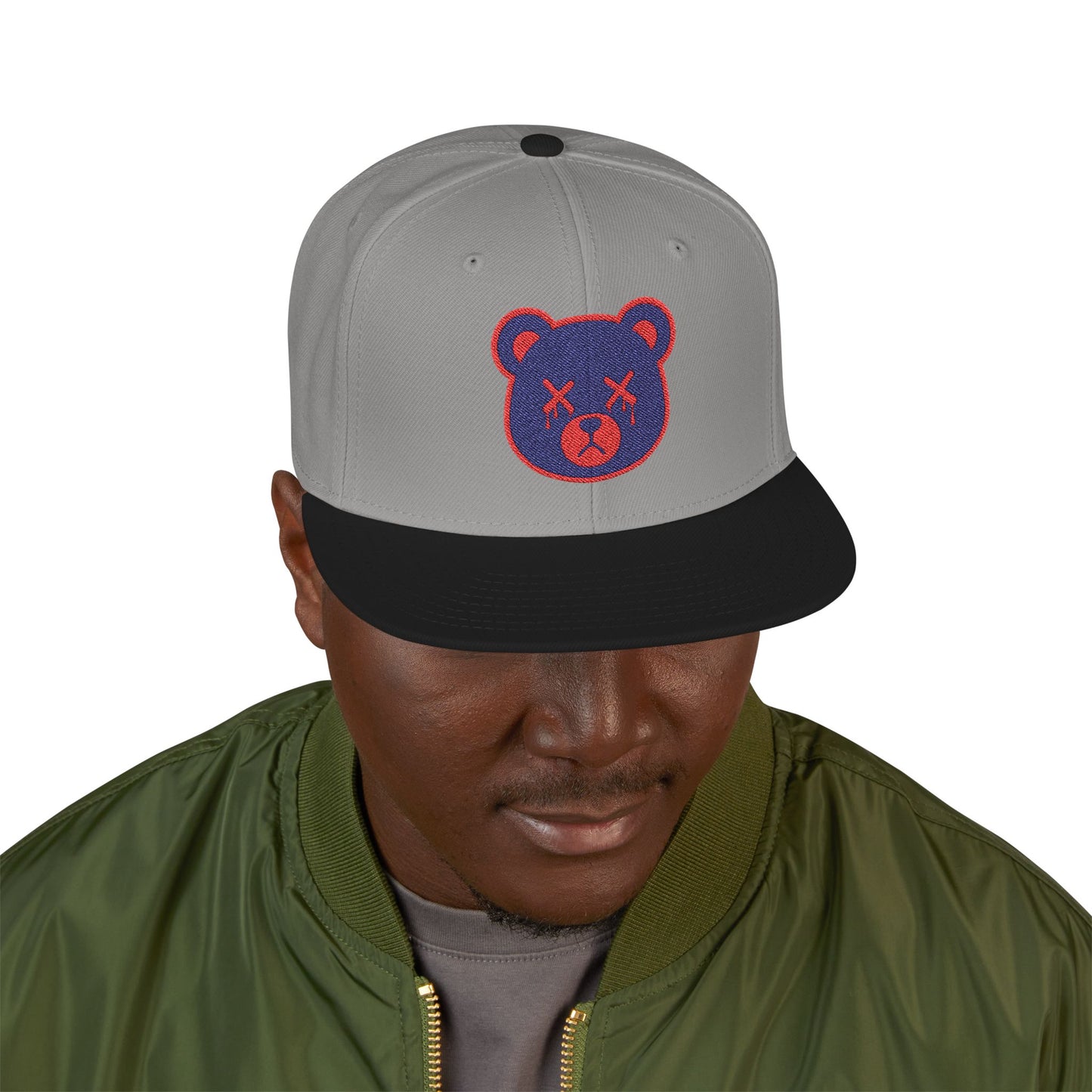 "Wicked Way" Deady Bear Head Blue & Red Snapback