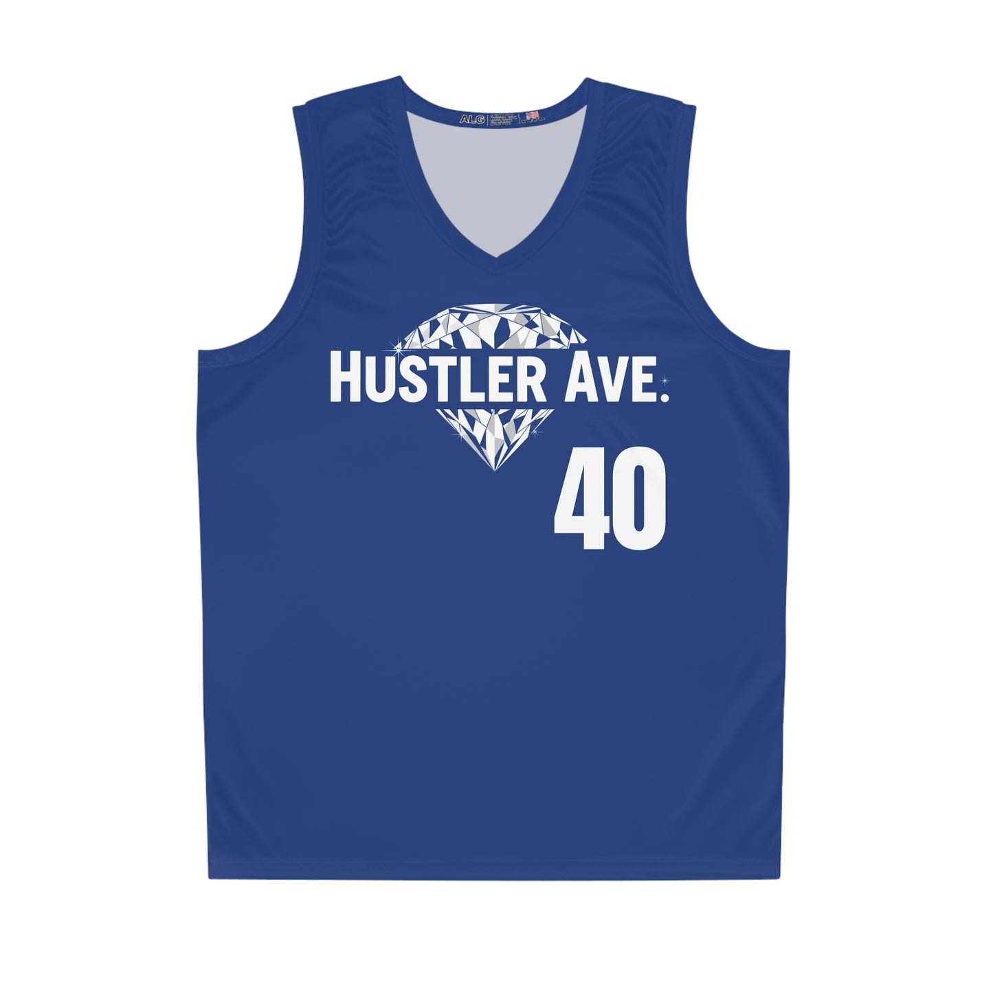 Blue "Hustler Ave" #40 Diamond Status Alt. Basketball Jersey