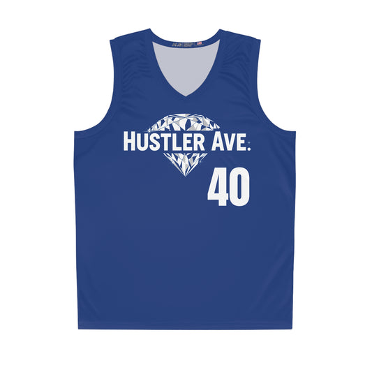 Blue "Hustler Ave" #40 Diamond Status Alt. Basketball Jersey