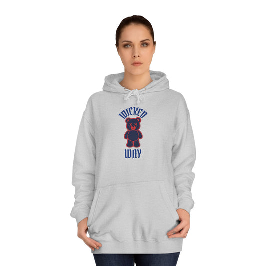 "Wicked Way" Deady Bear Red & Blue College Hoodie