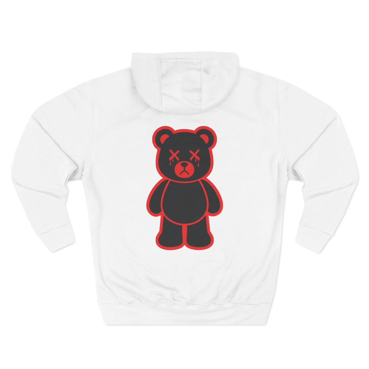 White "Wicked Way" Deady Bear Black & Red Fleece Hoodie