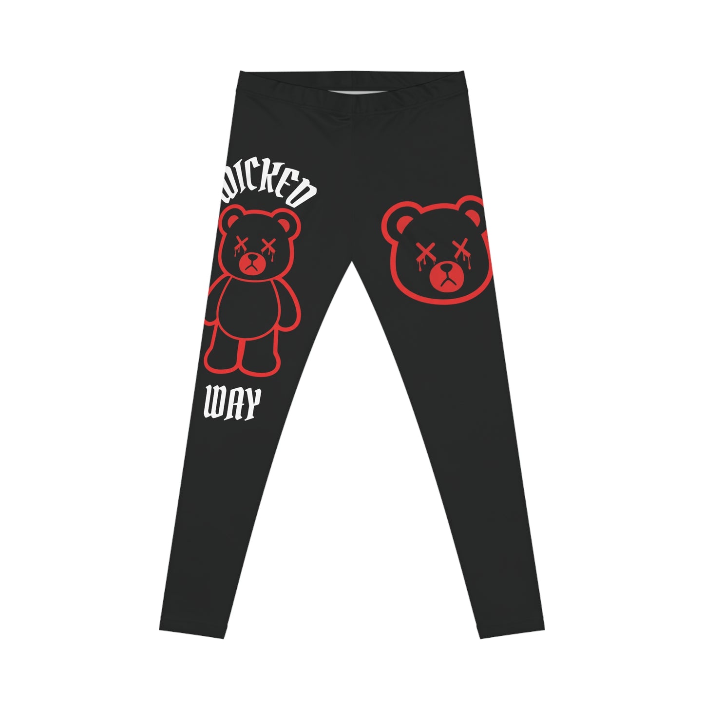 "Wicked Way" Deady Bear Black, White & Red Women's Casual Leggings