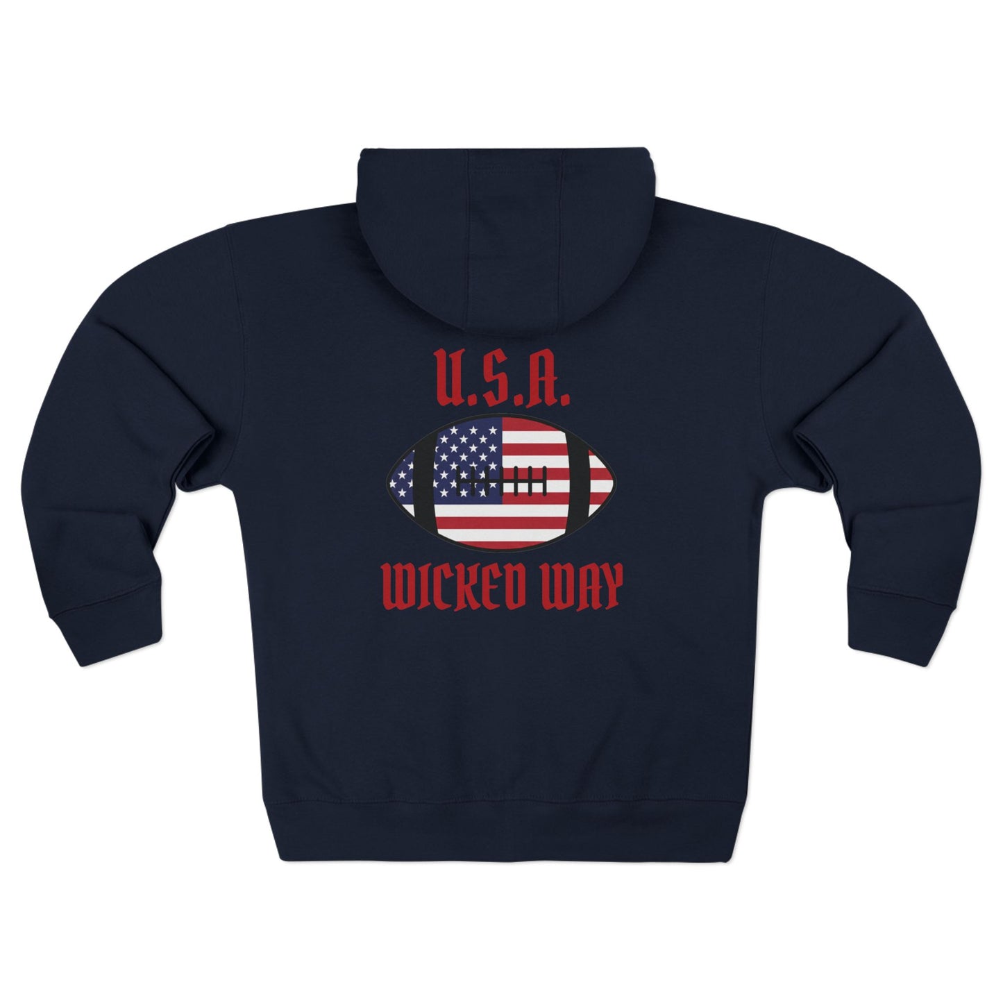 "Wicked Way" Nation Deady Bear U.S.A. Football Zip Hoodie