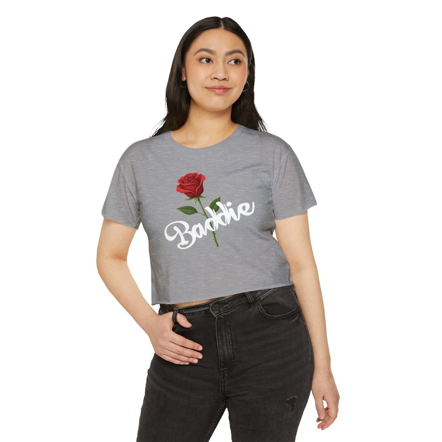 "Baddie Street" Labeled Baddie Rose Women's Crop Top