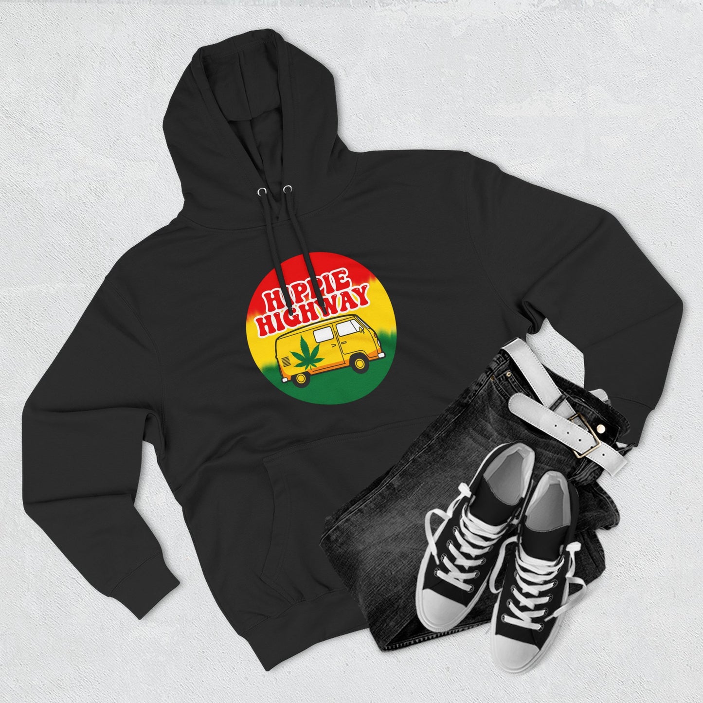 "Hippie Highway" Rasta Vibes Fleece Hoodie
