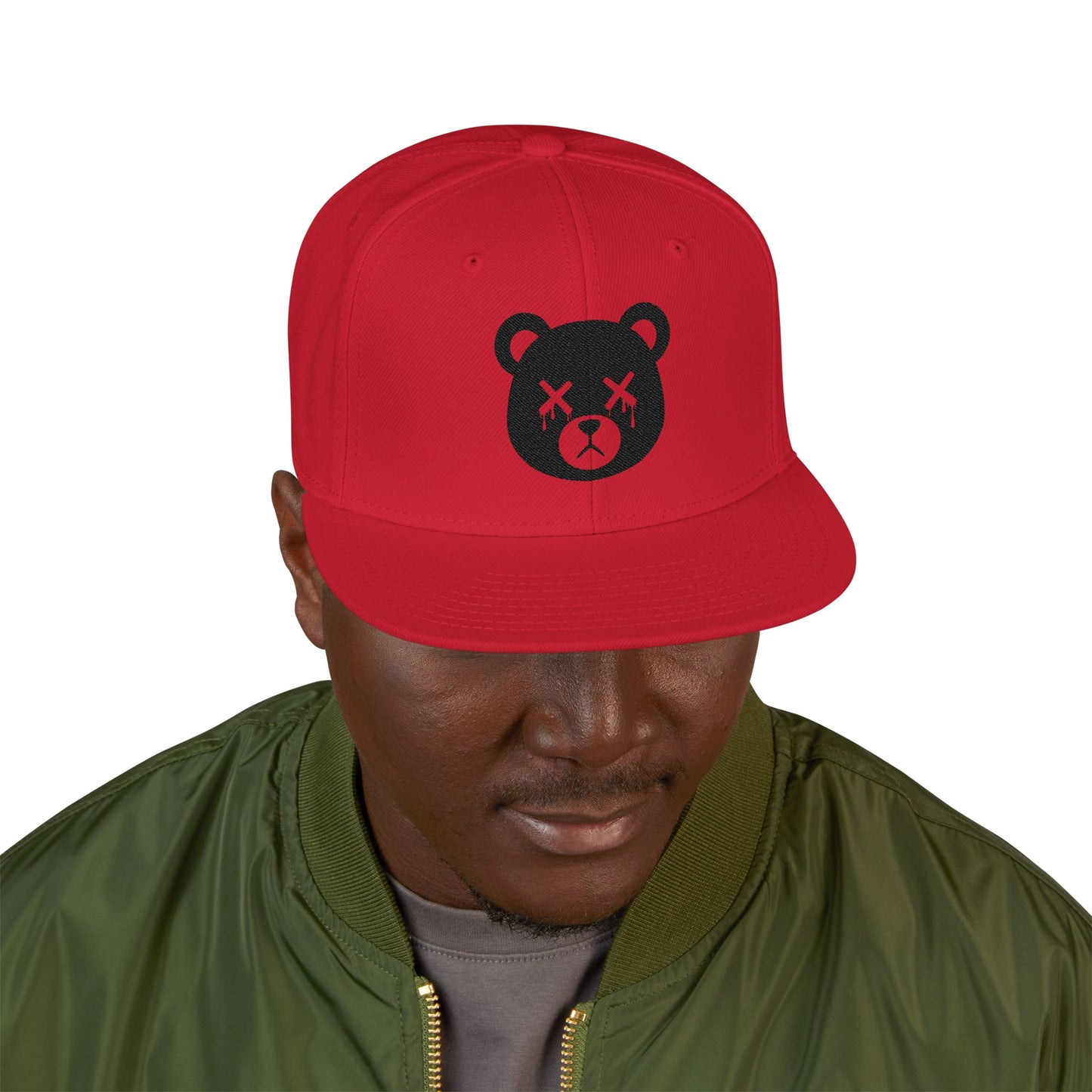 Red & Black "Wicked Way"#13 Dead Bear Head Solo Snapback