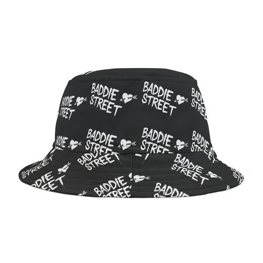 "Baddie Street" Arrow Heart Black Bucket Hat