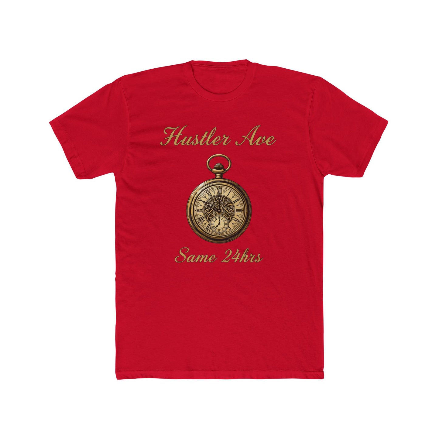 "Hustler Ave" Same 24Hrs Pocket Watch Cotton Crew Tee
