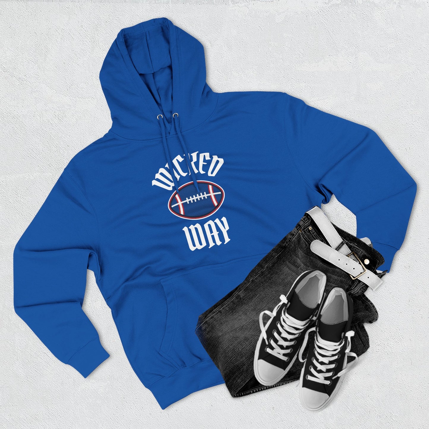 Legends "Wicked Way" Deady Bear Football Blue, White, & Red Fleece Hoodie