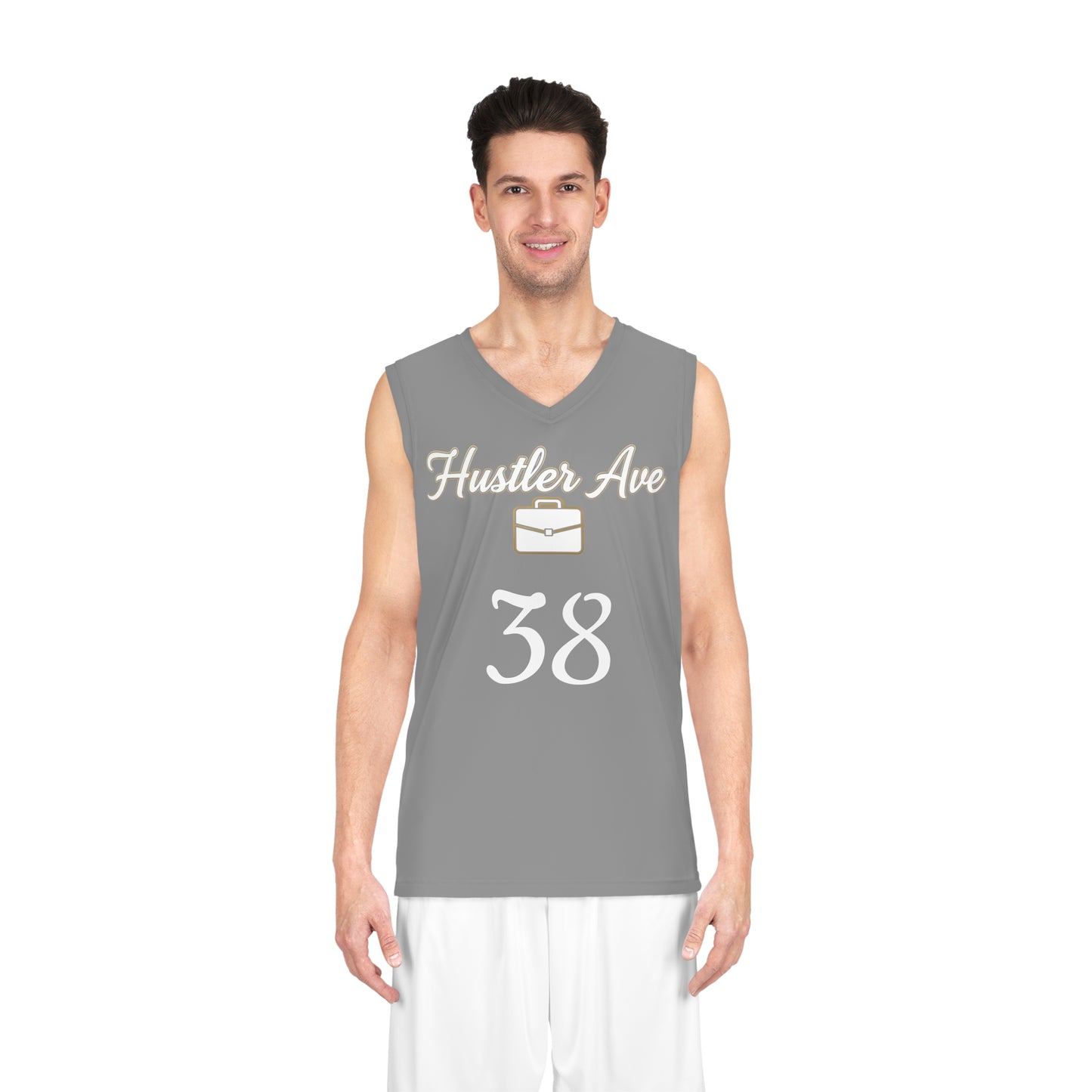 Grey "Hustler Ave" #38 All Business Briefcase Basketball Jersey