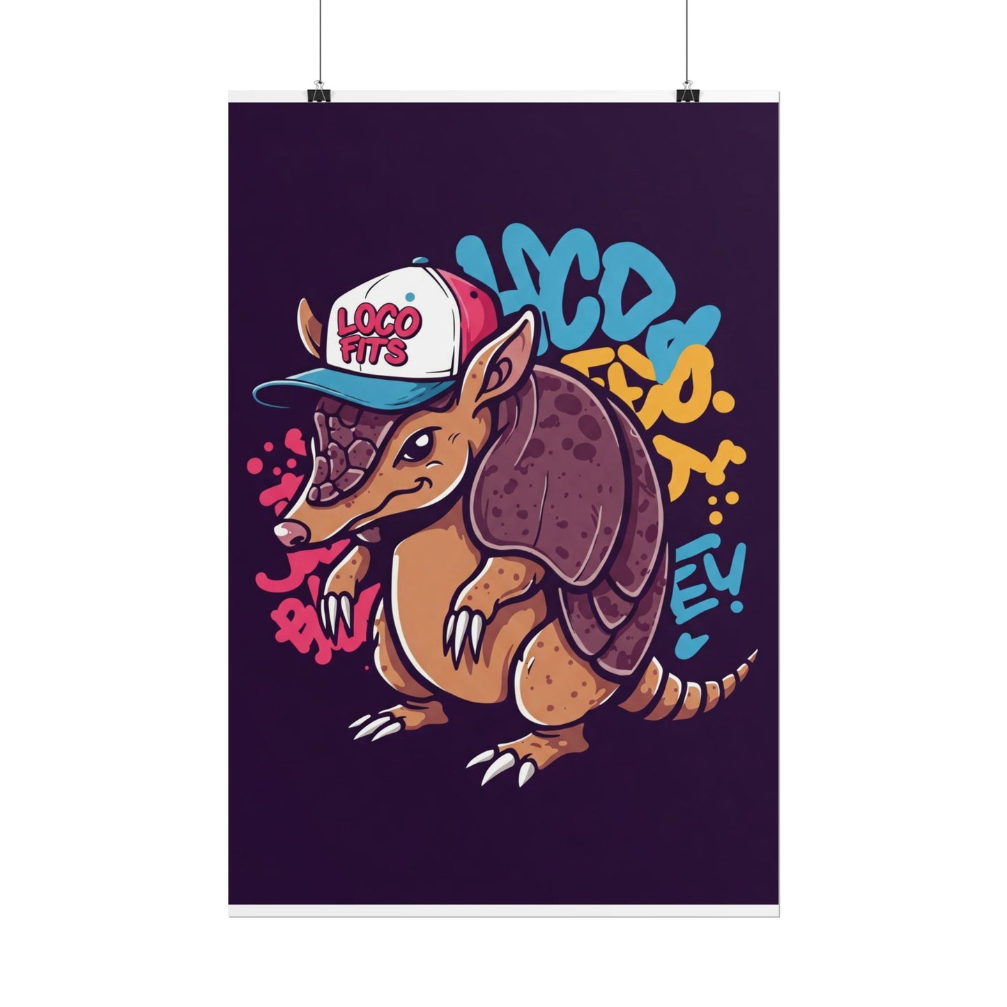 Colorful Loco Fits Armadillo Art Print - Loco Fits Rolled Poster